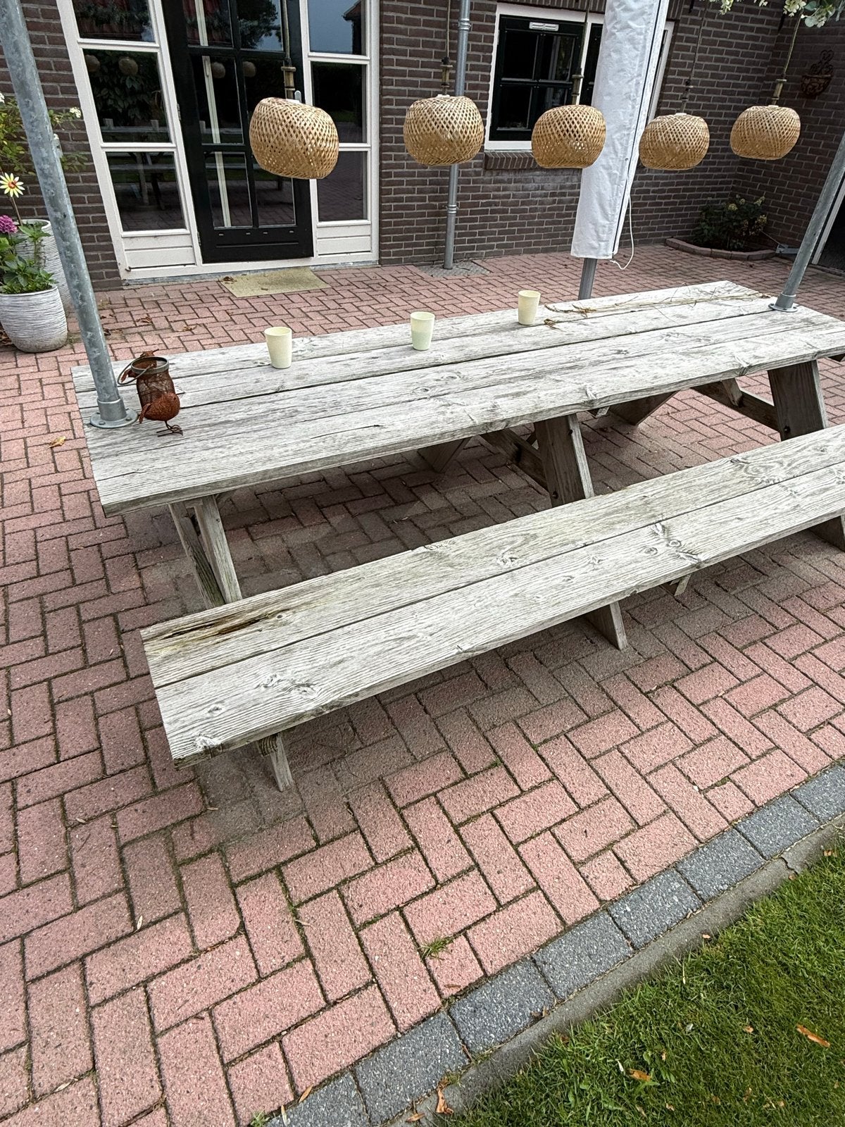 Gebruikte Douglas Houten Picknicktafel, Ophalen, Gebruikt, Rechthoekig, Hout
