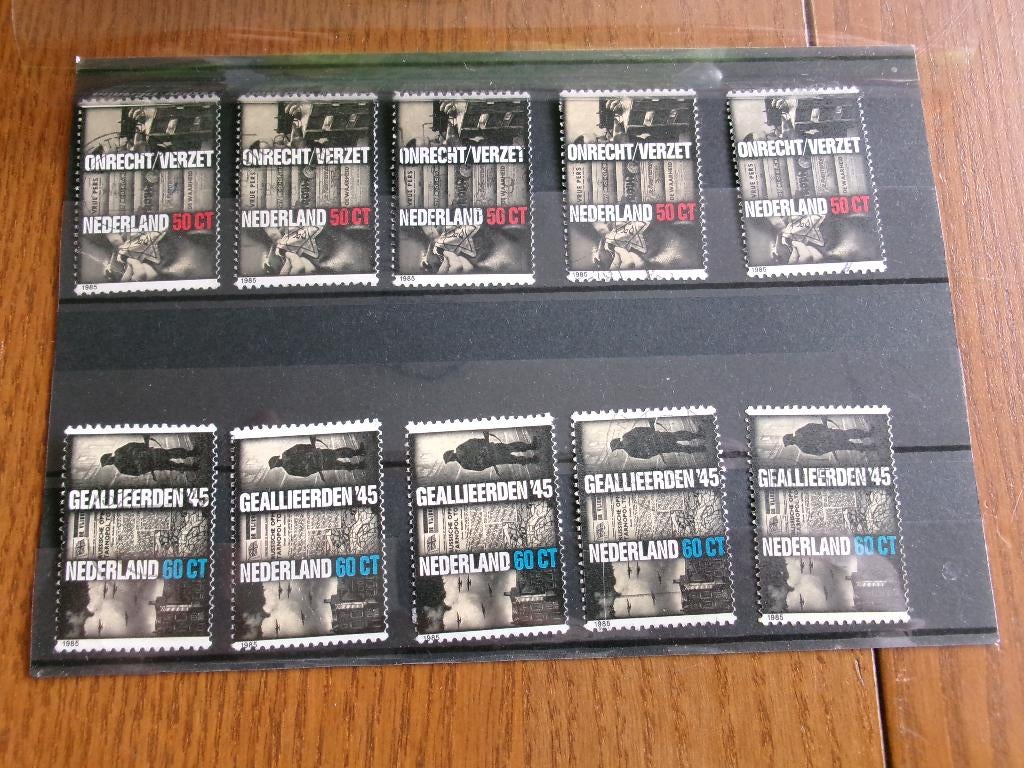 1985 - 5 set verzet en bevrijding 1949 - 1945 (15c), Postzegels en Munten, Postzegels | Nederland, Verzenden, Gestempeld