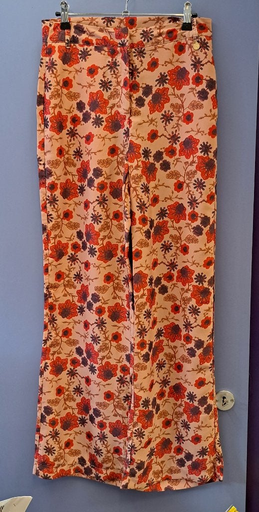 Harper & Yve casual broek zalmroze / rode bloemen S nr 43265, ., Ophalen of Verzenden, Zo goed als nieuw, Maat 36 (S)