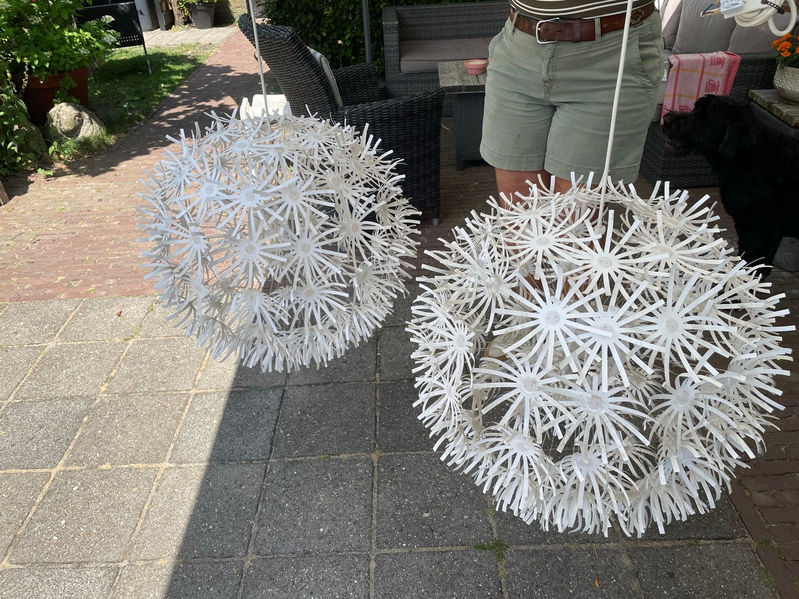 2x IKEA Maskros lampen - Witte hanglampen, Ophalen, Gebruikt, Kunststof