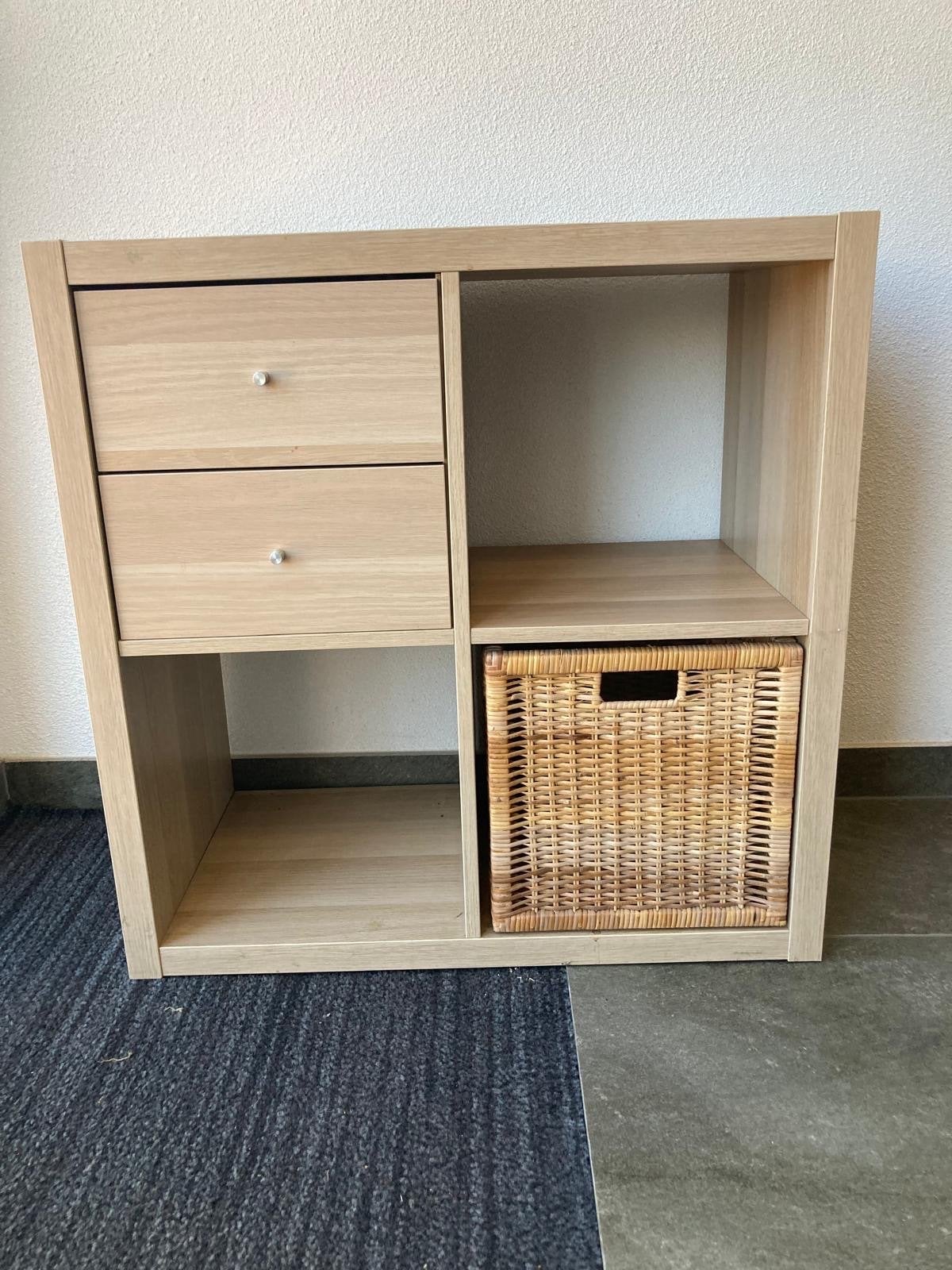 IKEA Kallax Kast met lades en rieten mand, Ophalen, Gebruikt
