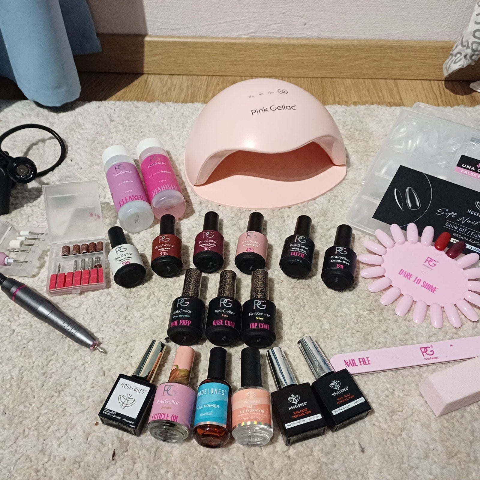 Gellak Set Baby Pink, Ophalen of Verzenden, Gebruikt, Overige kleuren, Handen en Nagels