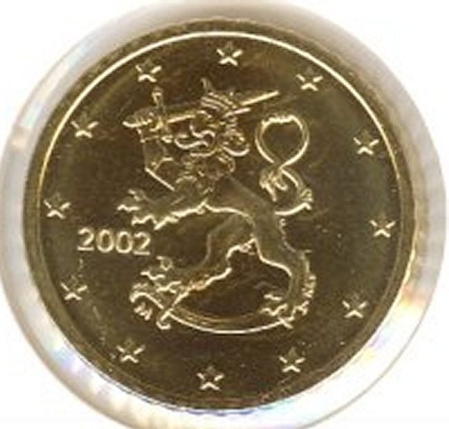 Finland 50 eurocent 2002 UNC (lastig) in munthouder, Postzegels en Munten, Munten | Europa | Euromunten, Ophalen of Verzenden