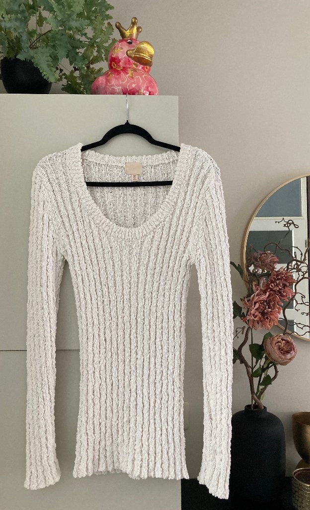 Fantastische lange trui , maat M 38, Maat 38/40 (M), H&M, Wit, Nieuw