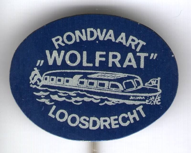 Rondvaart WOLFRAT Loosdrecht blik speldje ( U_546), Verzenden, Zo goed als nieuw, Transport, Speldje of Pin