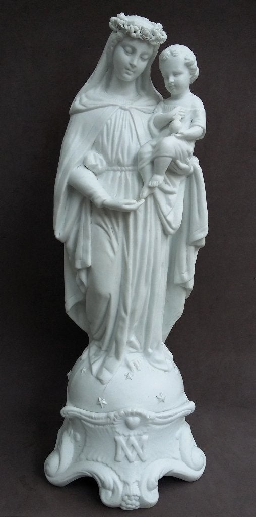 Om 1850-1875 GROTE 45 CM Bloemenkroon Madonna Maria Beeld, Ophalen of Verzenden