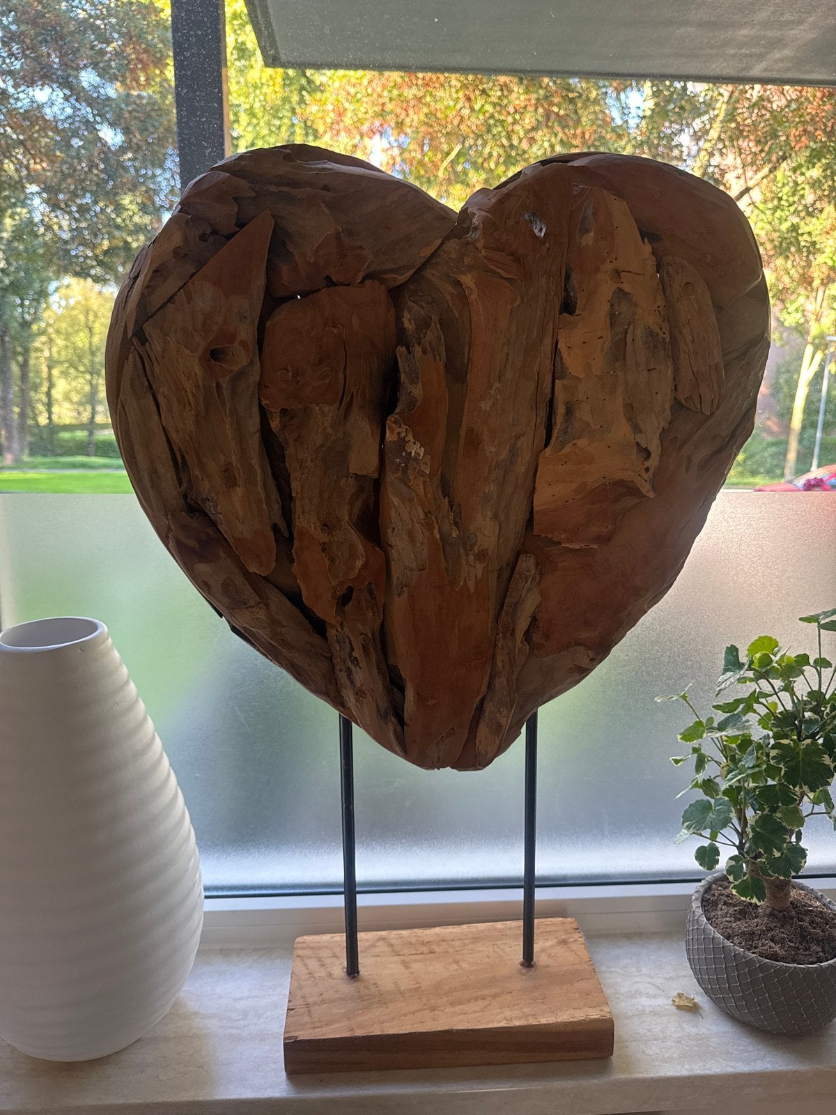Houten hart decoratie voor vensterbank of woonkamer, Ophalen of Verzenden, Gebruikt, Bruin, Hout