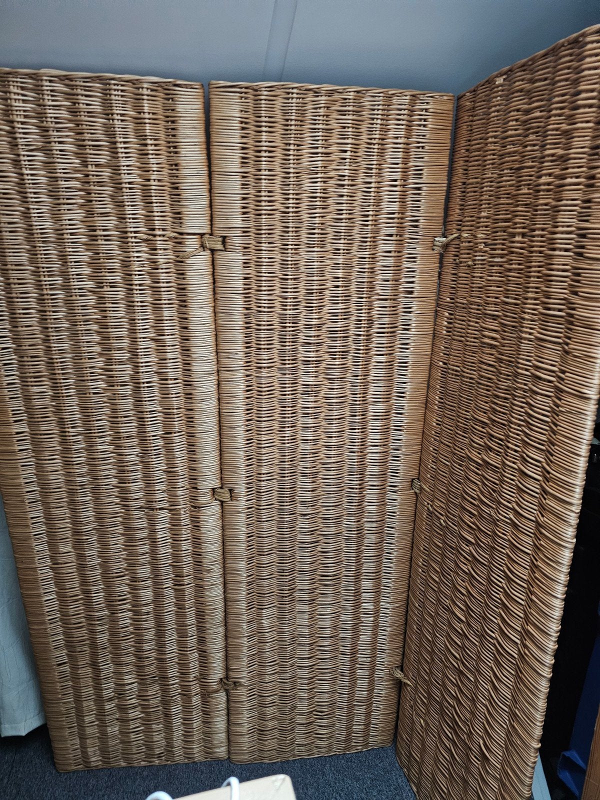 Vintage Rotan kamerscherm - 3 panelen, Ophalen, Gebruikt