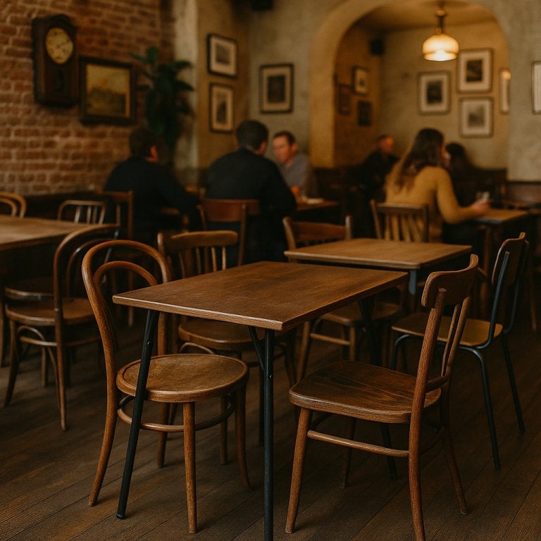 Horeca Thon stoelen houten vintage cafe krukken  627, 5 krukken of meer, Ophalen of Verzenden, Gebruikt, 60 tot 90 cm