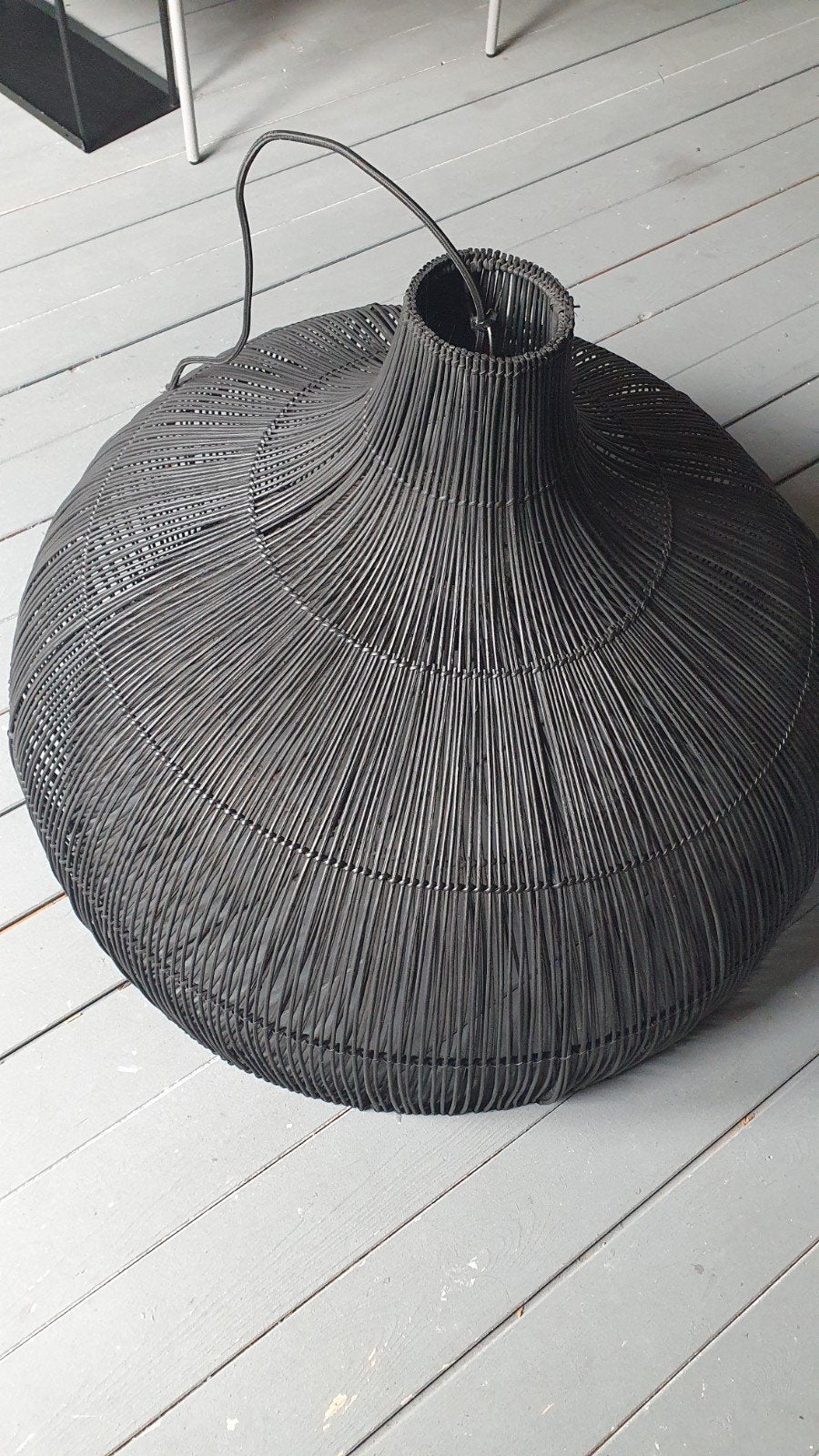 Grote Zwarte Pitriet Hanglamp - Ø80cm, H60cm, Ophalen, Gebruikt, Natuurlijk materiaal