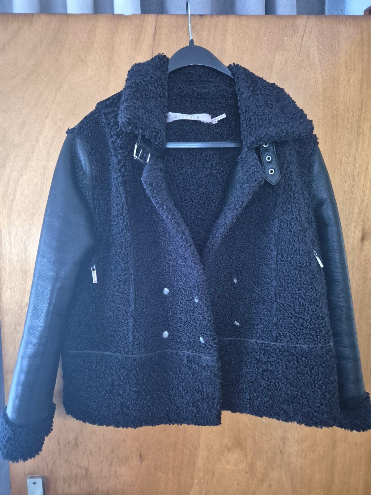 Esqualdo Zwart lederlook teddybeer jasje maat 36, Zwart, Esqualo, Ophalen of Verzenden, Zo goed als nieuw