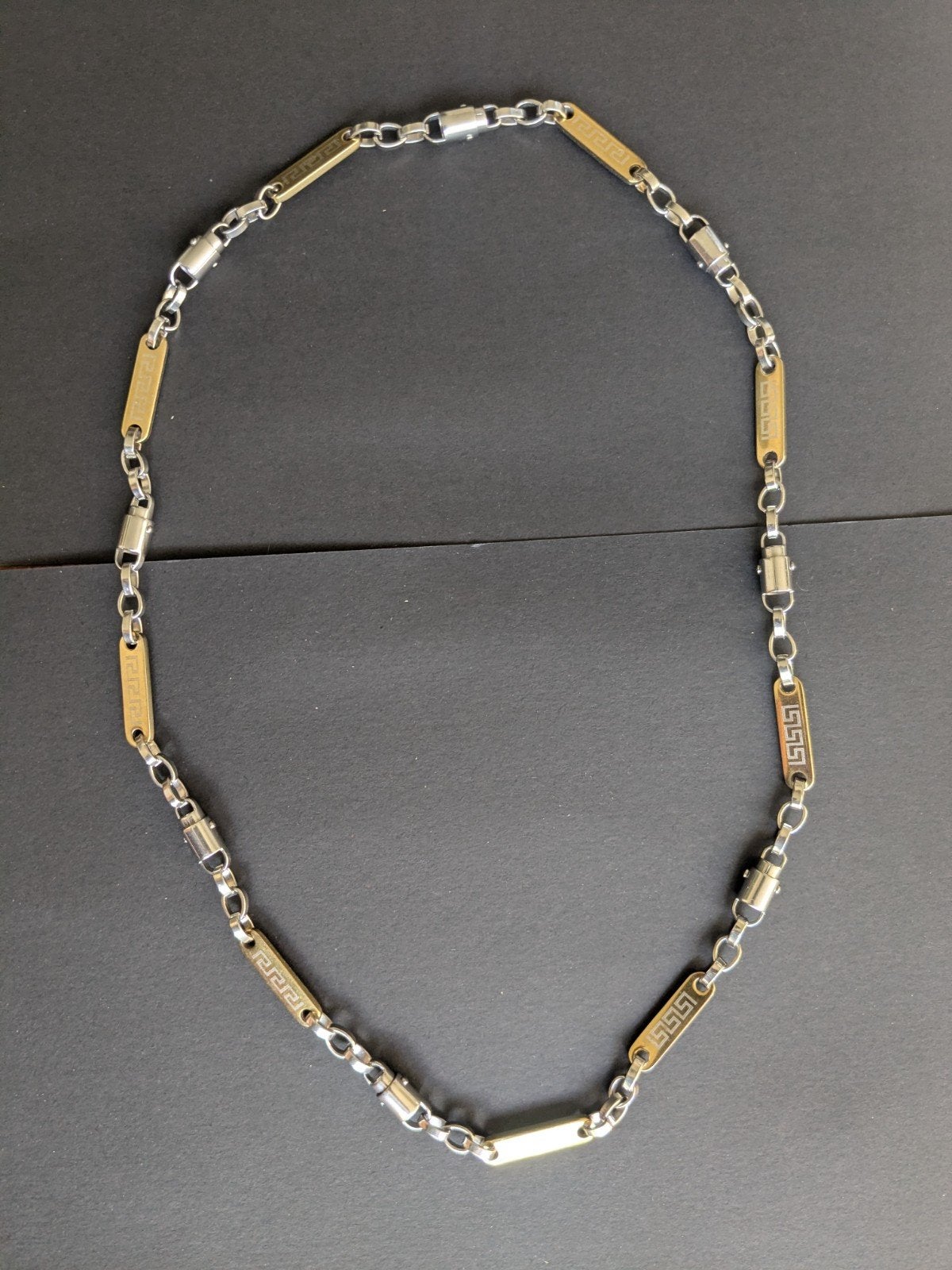 Koningsketting roestvrij staal - Zilver / goudkleurige deta, Sieraden, Tassen en Uiterlijk, Ophalen of Verzenden, Gebruikt, Zilver
