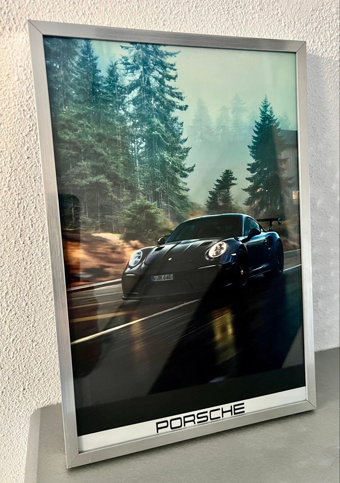 Porsche GT2RS ingelijst 21x31 cm, Ophalen of Verzenden, Zo goed als nieuw, Auto's