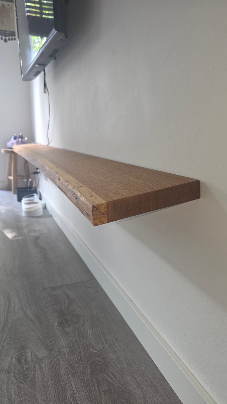 Massief houten wandplank - Rustieke eiken look, Ophalen, Zo goed als nieuw