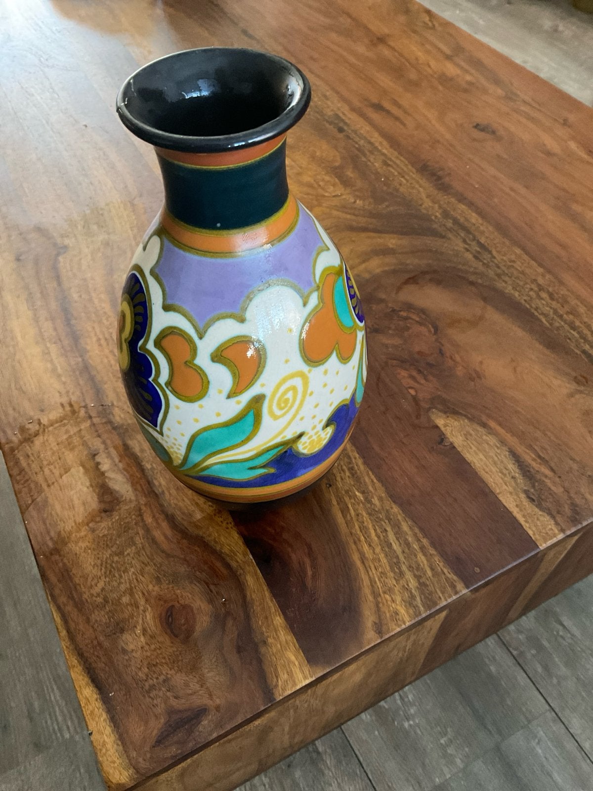 Vintage Gouda Holland vaas, handgeschilderd 23 cm, Antiek en Kunst, Ophalen of Verzenden