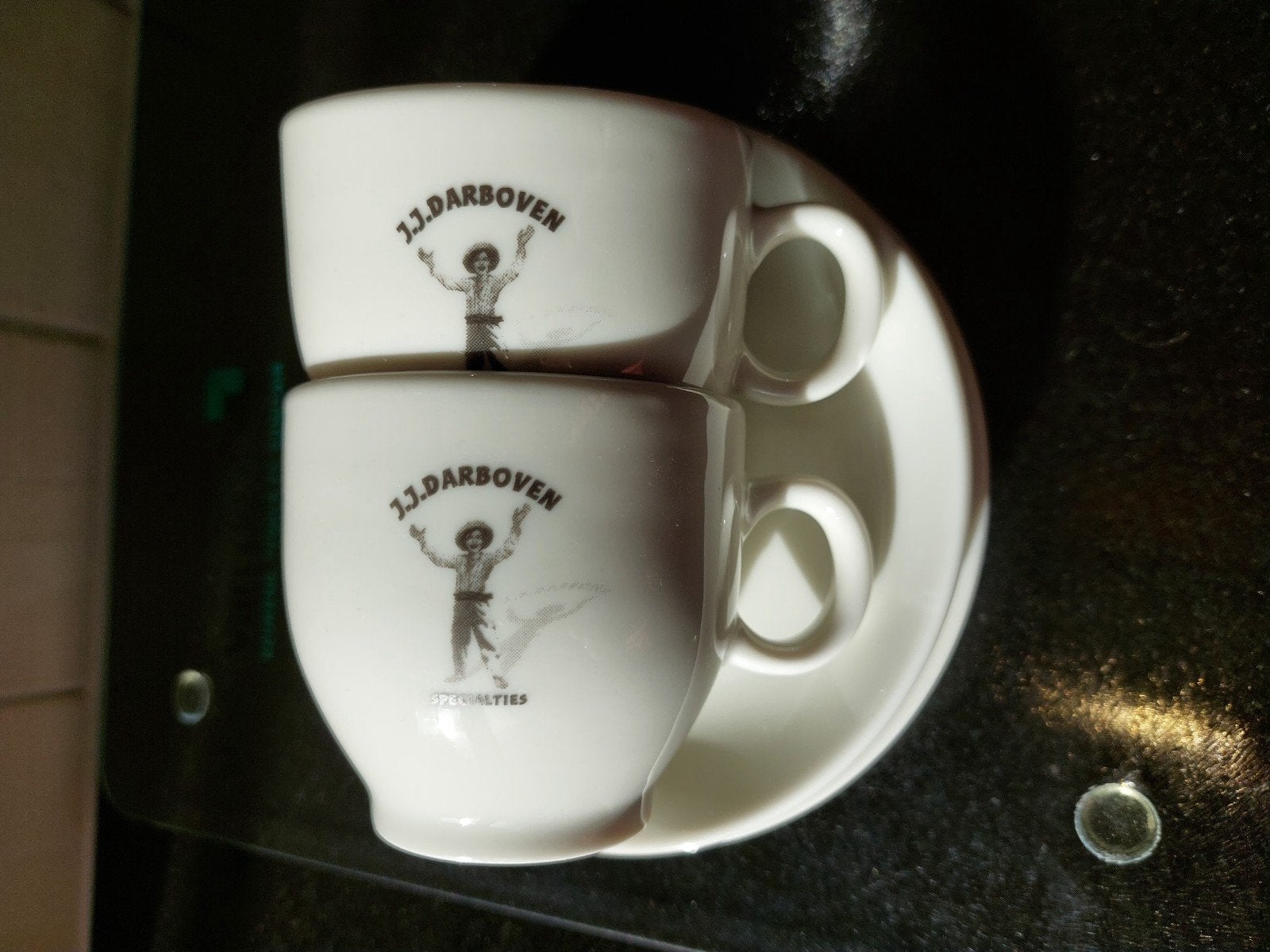 J.J. Darboven koffiekopjes met schotels, Ophalen, Nieuw, Wit, Overige merken