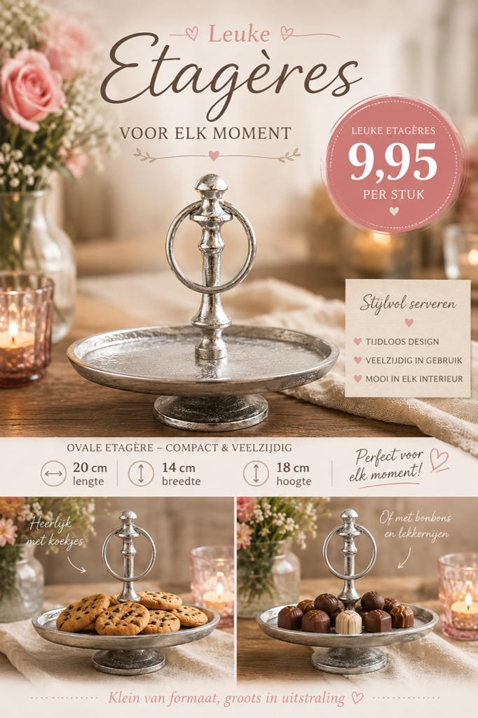Stijlvolle Ovale Etagère - Compact & Veelzijdig, Ophalen of Verzenden, Zo goed als nieuw