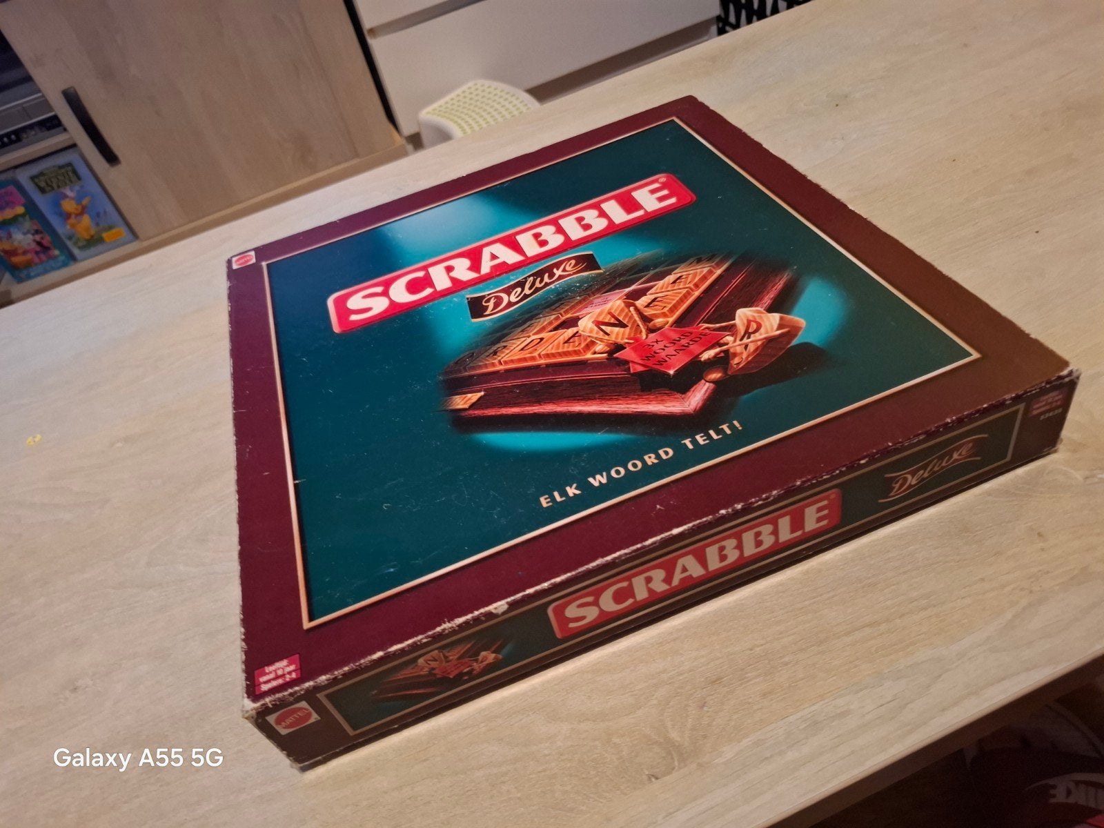 Scrabble Deluxe Bordspel - Compleet en in goede staat, Mattel, Gebruikt, Ophalen of Verzenden, Een of twee spelers