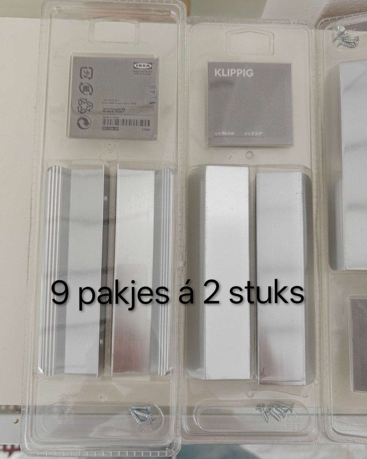 9x2 stuks IKEA KLIPPIG RVS greep keuken badkamer BESTA, Huis en Inrichting, Keuken | Keukenelementen, Minder dan 50 cm, Nieuw
