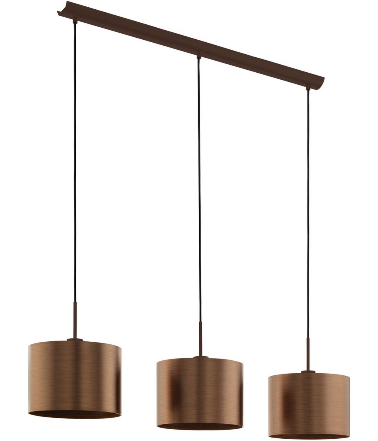 Hanglamp met 3 koperkleurige kappen - Modern design, Ophalen, Gebruikt, Metaal, E27 (groot)