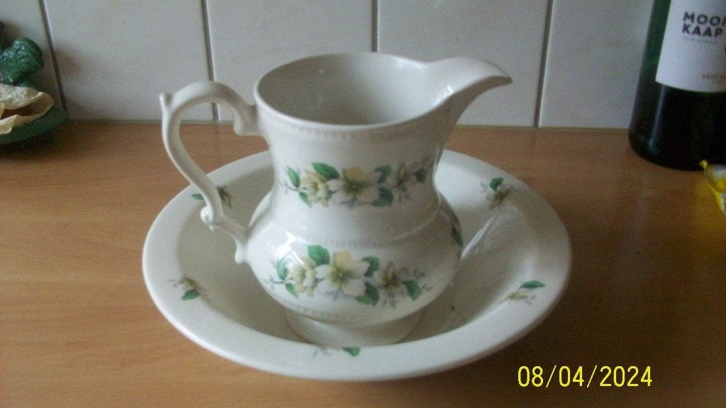 Engels lampetstel met bloemendecor, Huis en Inrichting, Brocante, Meerkleurig, Nieuw, Ophalen of Verzenden