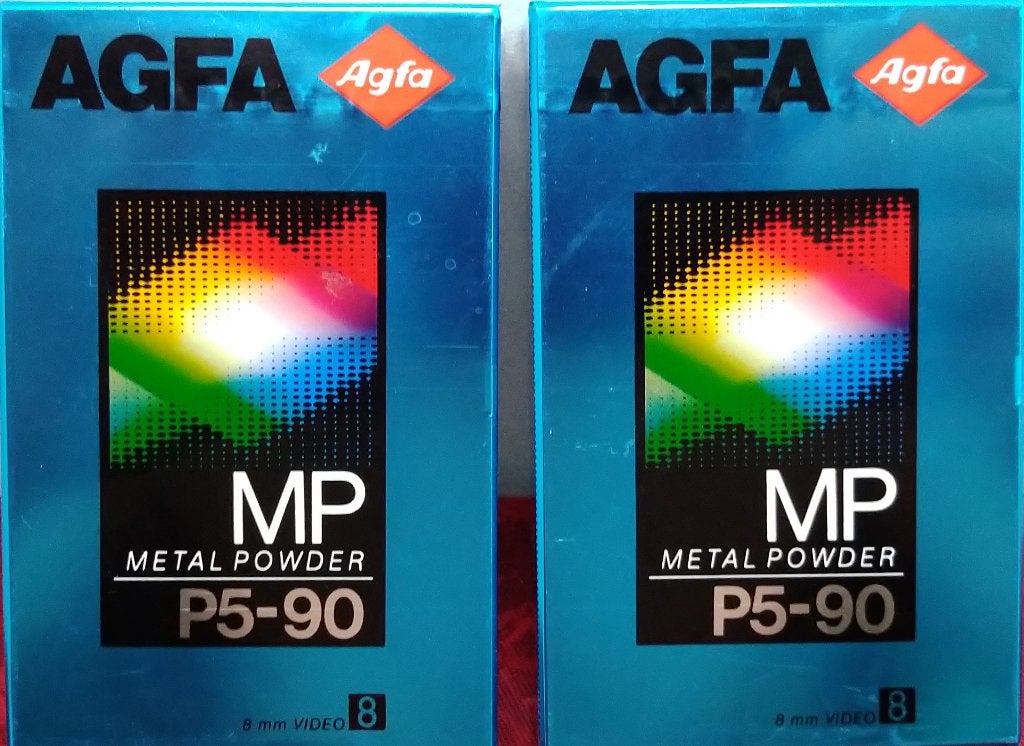 Twee Agfa P5-90 minuten 8 mm Metal powder Video Cassettes, Overige merken, Nieuw, Overige soorten, Ophalen of Verzenden