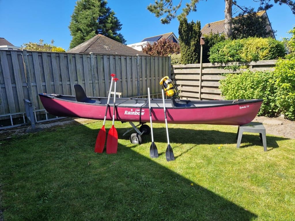 Rainbow Apache 15 Canadese Kano met Peddels en Kar, Watersport en Boten, Ophalen, Gebruikt, Met peddels, Twee personen