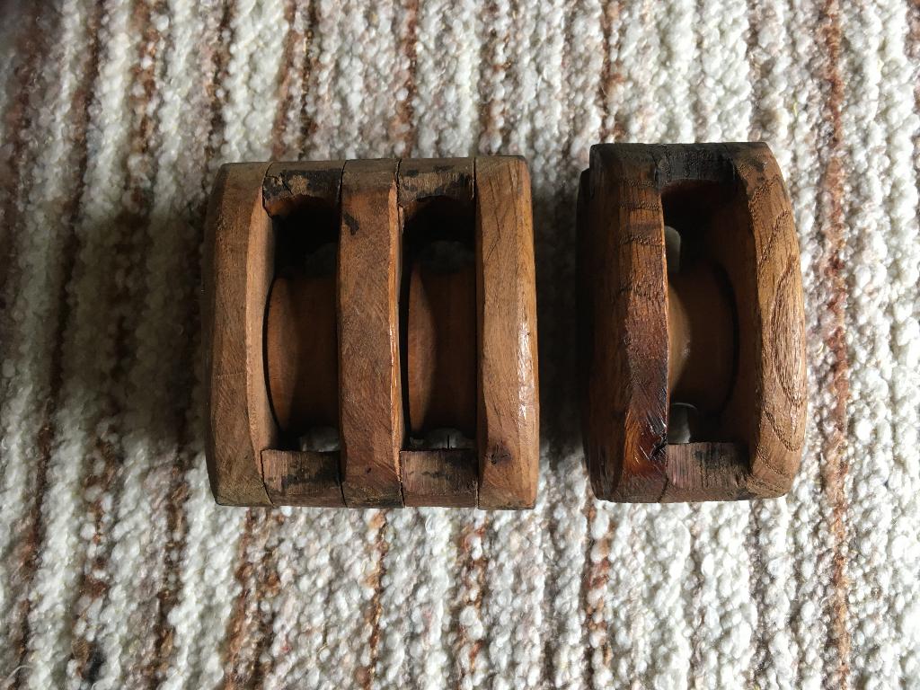 houten katrol 2 stuks scheepskatrol, Ophalen of Verzenden, Gebruikt, Overige typen
