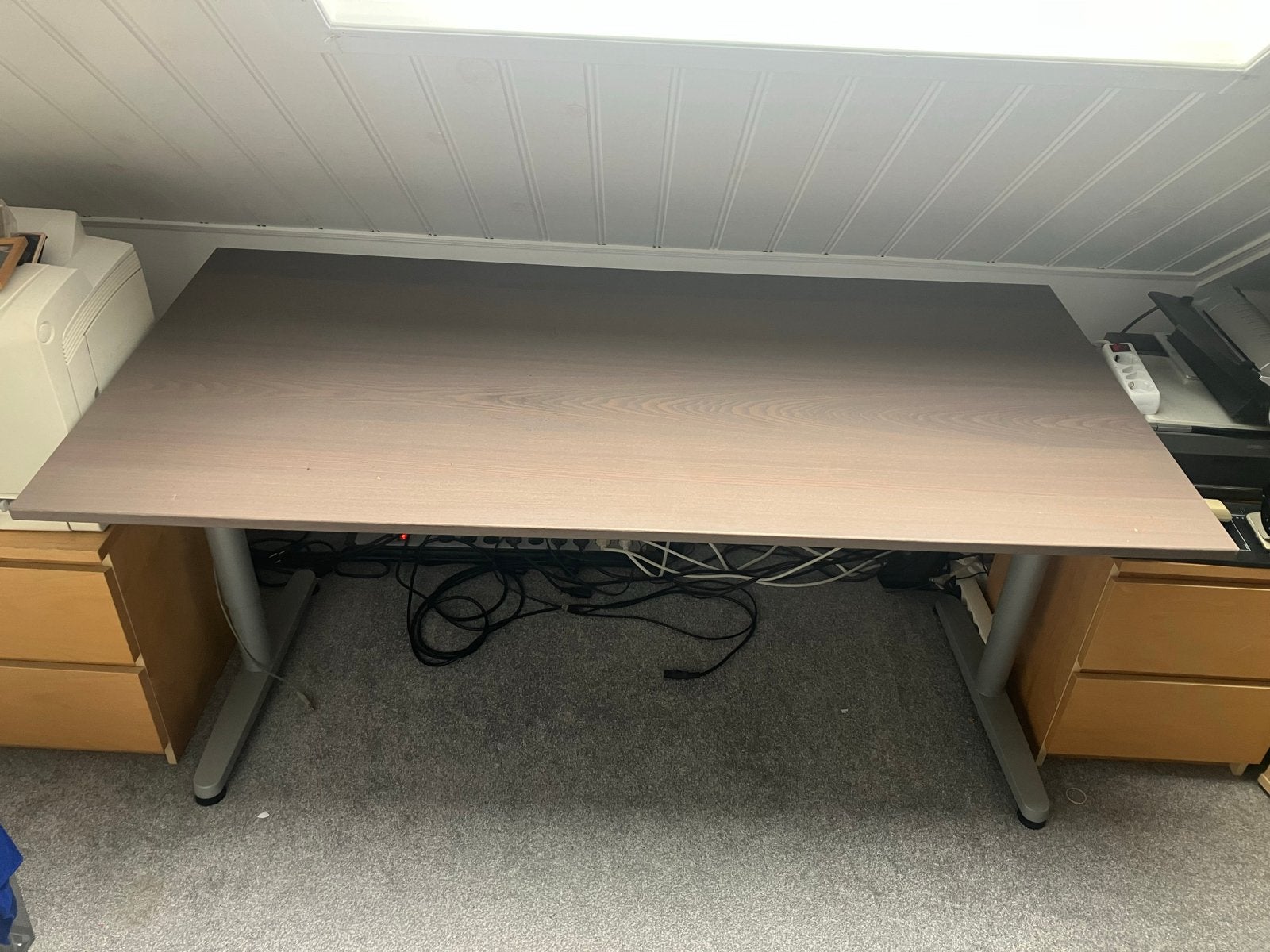 IKEA Galant bureau - bruin, of zwart blad verstelbaar, Ophalen, Gebruikt, Metaal, In hoogte verstelbaar