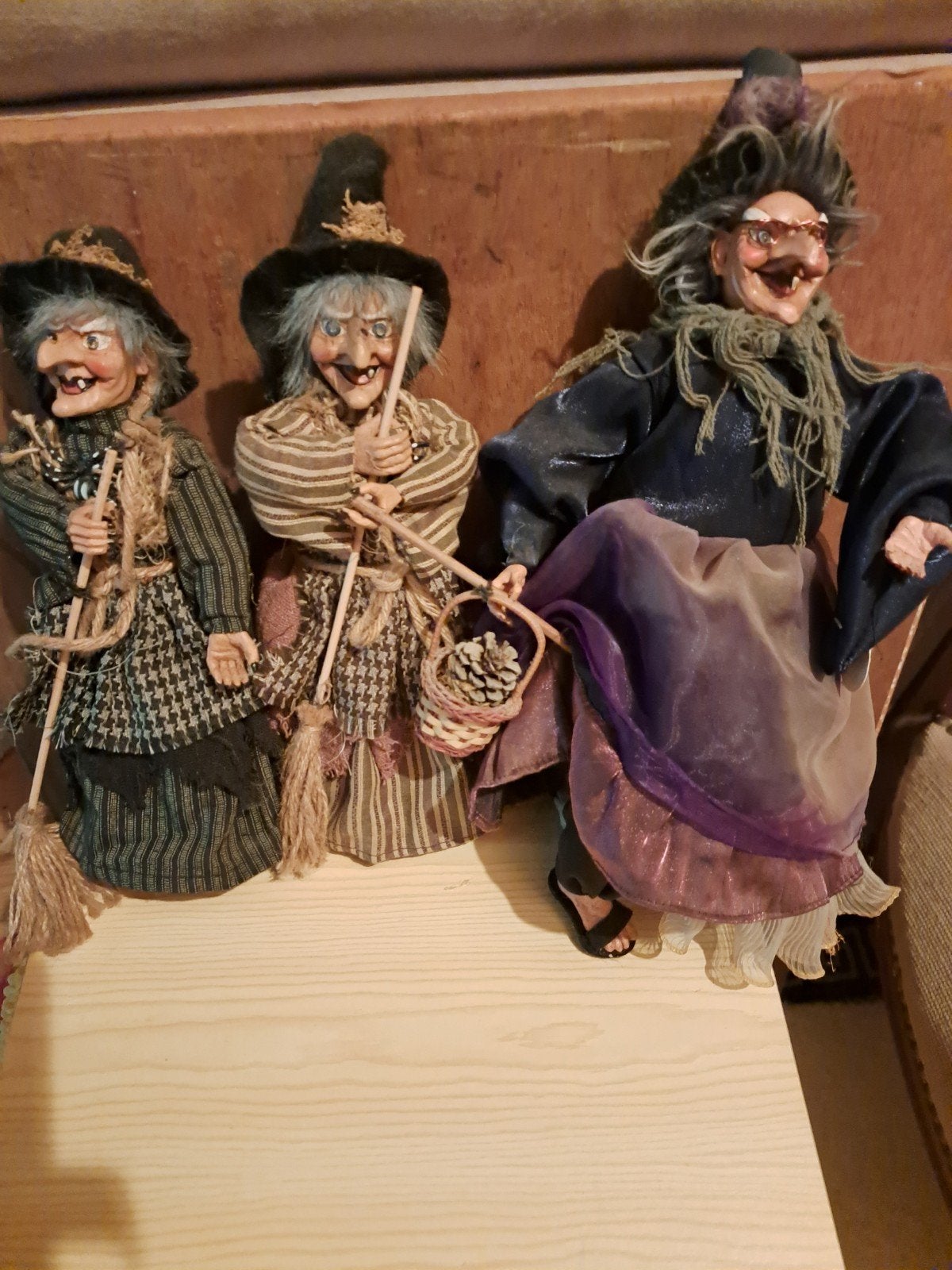 Set van 3 Heksen Poppen - Decoratie Halloween, Ophalen of Verzenden, Gebruikt, Pop