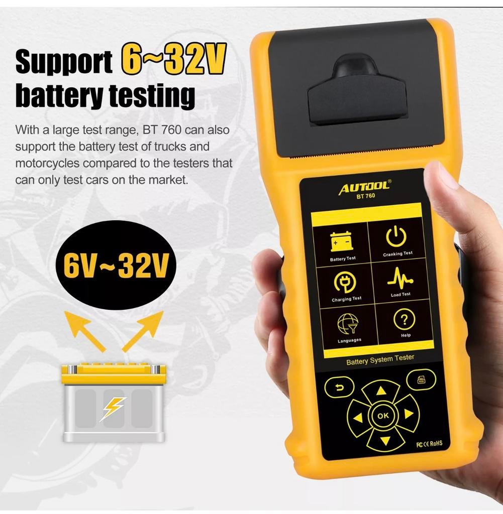 Autool BT-760 6V 12V 24V accu tester nieuw, Ophalen of Verzenden
