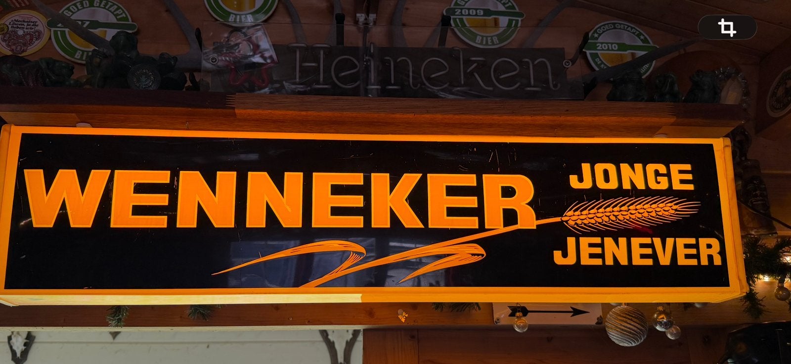 WENNEKER Jonge Jenever lamp!, Verzamelen, Biermerken, Ophalen of Verzenden, Gebruikt, Reclamebord, Plaat of Schild, Overige merken