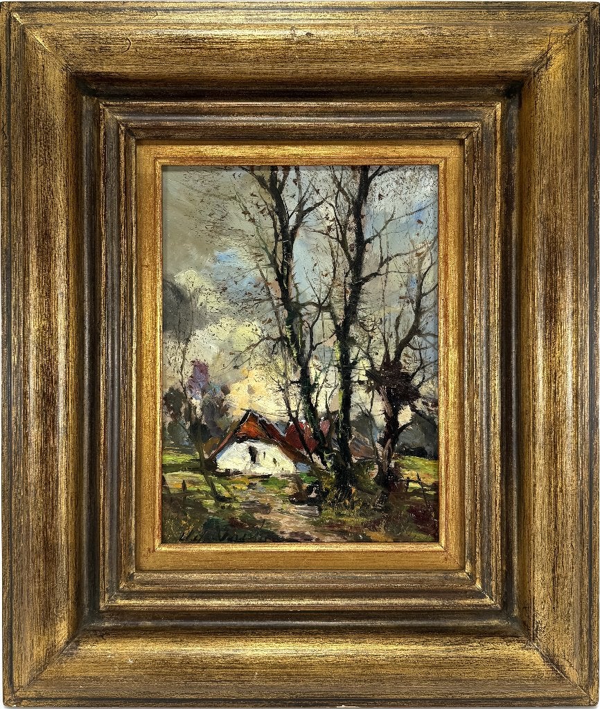 1359. Olieverfschilderij, Hollandse School – boerderij, Ophalen