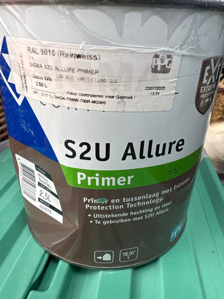 Sigma S2U Allure Primer RAL 9010 (Reinweiss) 2.5L, Wit, Nieuw, Ophalen of Verzenden, Verf