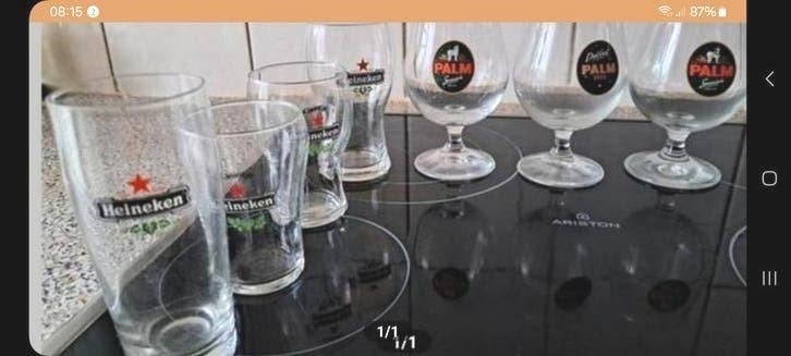 Rest bier bollekes en flutes Palm Heiniken, Ophalen of Verzenden, Zo goed als nieuw, Glas of Glazen, Palm