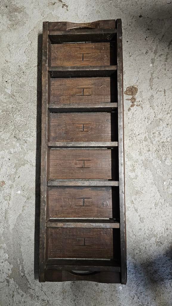 Antieke houten letterbak / zetkast - Vintage - stenenmal, Antiek en Kunst, Ophalen of Verzenden