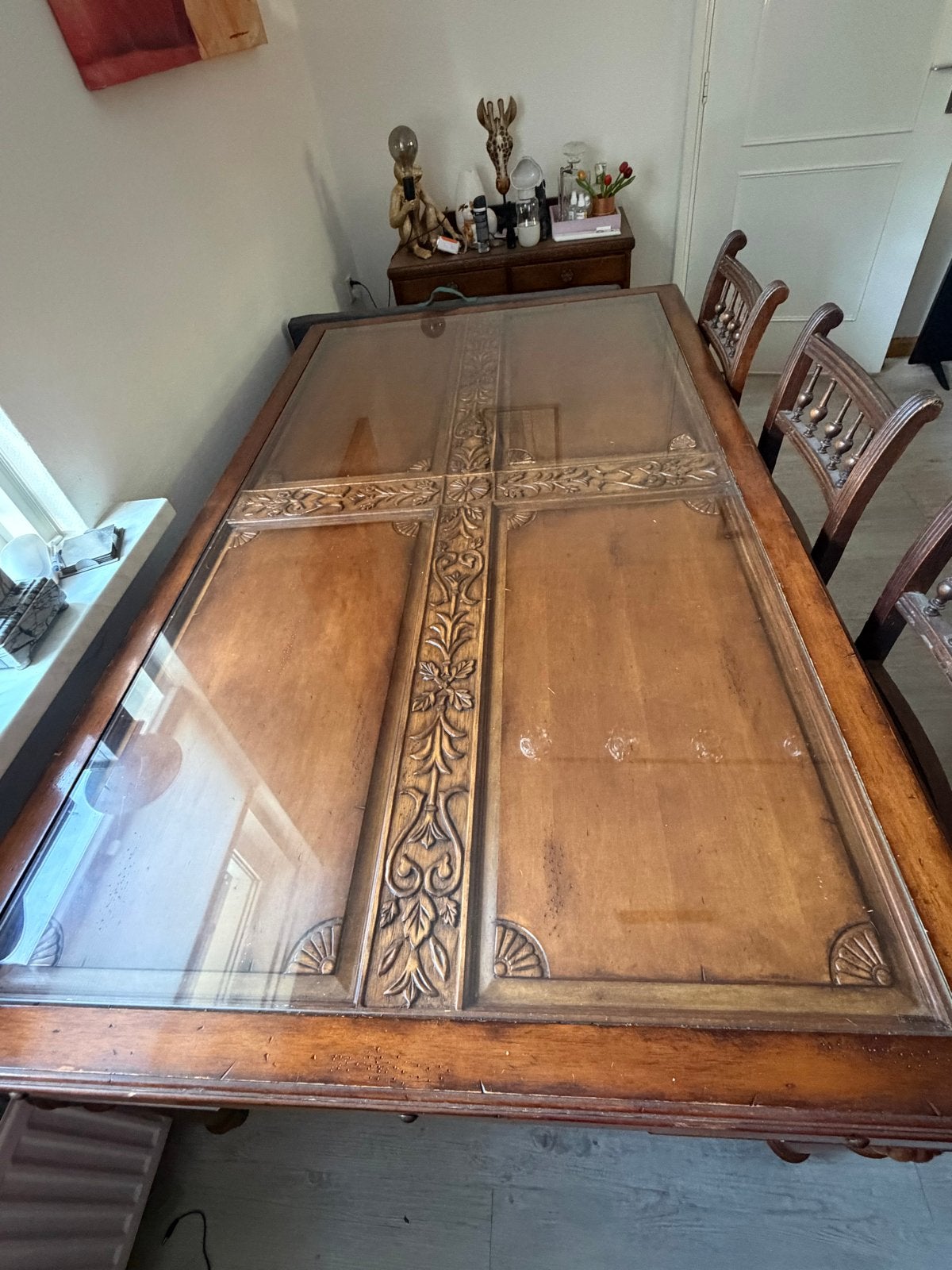 Antiek ogende eettafel met zes stoelen, Antiek en Kunst, Ophalen