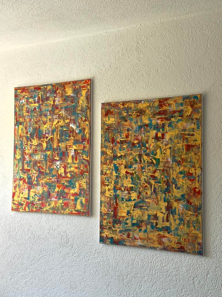 Abstract en handgeschilderd - Schilderij, Ophalen of Verzenden