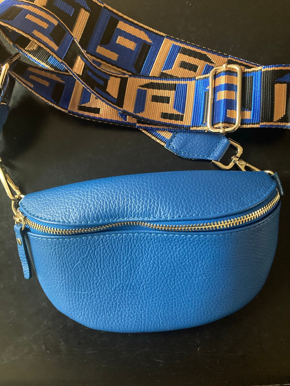 Blauwe leren crossbodytas met verstelbare band, Ophalen of Verzenden, Nieuw, Blauw, Overige typen