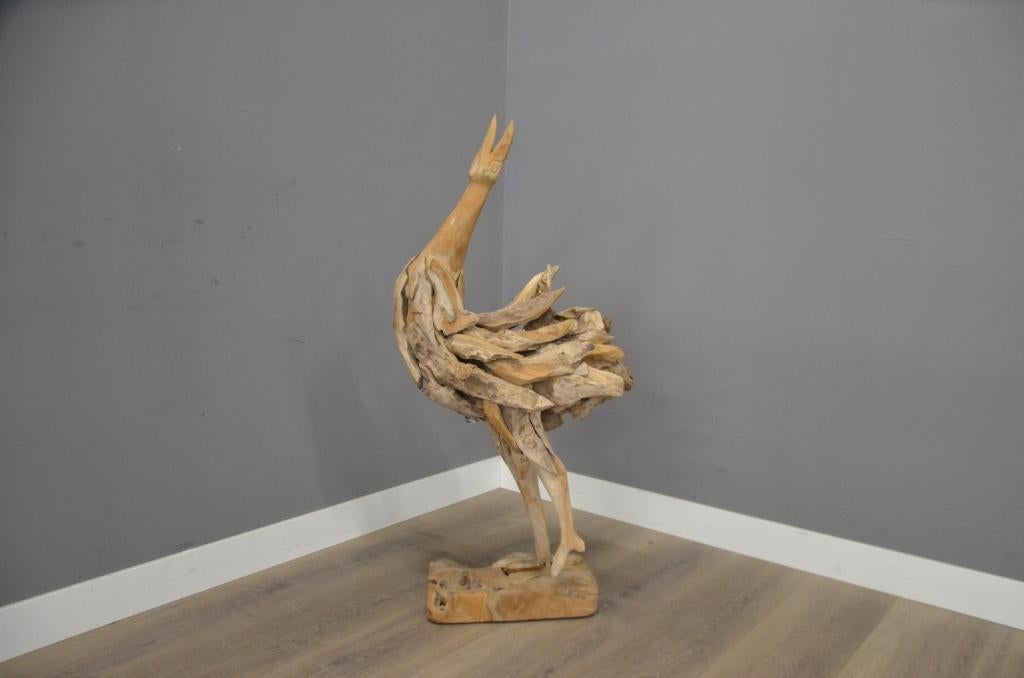 Handgemaakte teak vogel, Verzenden, Nieuw, Hout