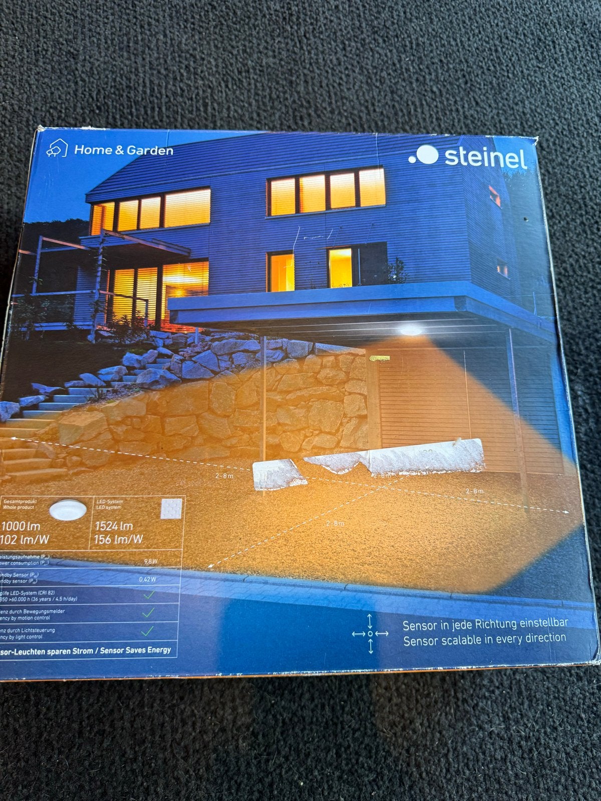 Steinel Sensor Buitenlamp Vario Quattro pro warm wit zilver, Met sensor, Ophalen of Verzenden, Nieuw, Zilver