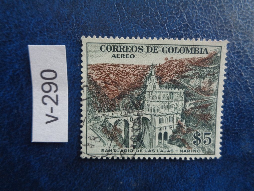 colombia - las lajas kerk 1954 (v-290), Ophalen of Verzenden, Gestempeld, Zuid-Amerika