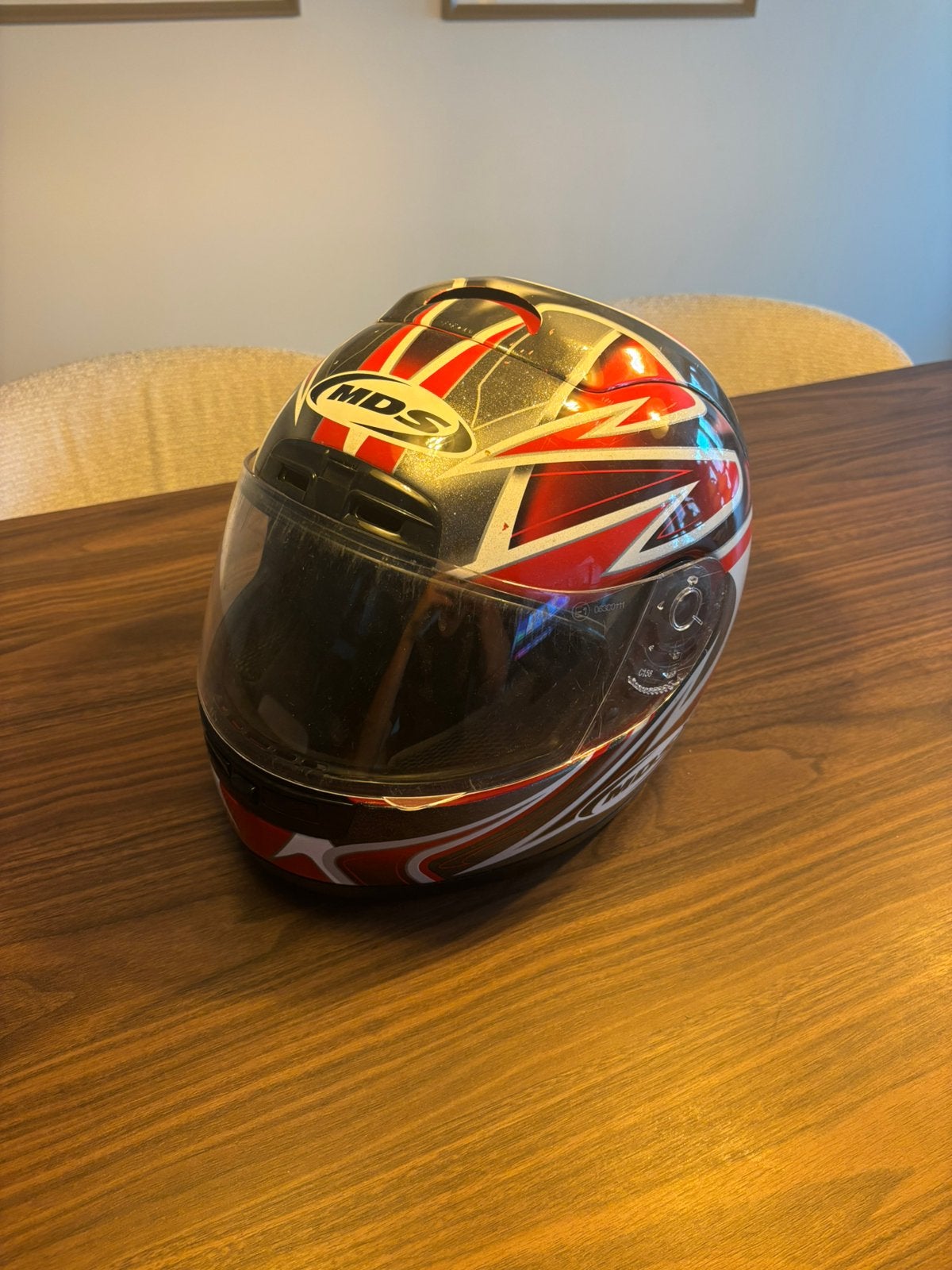Brommer/scooter helm MDS Rood, Heren, Integraalhelm, L, Tweedehands