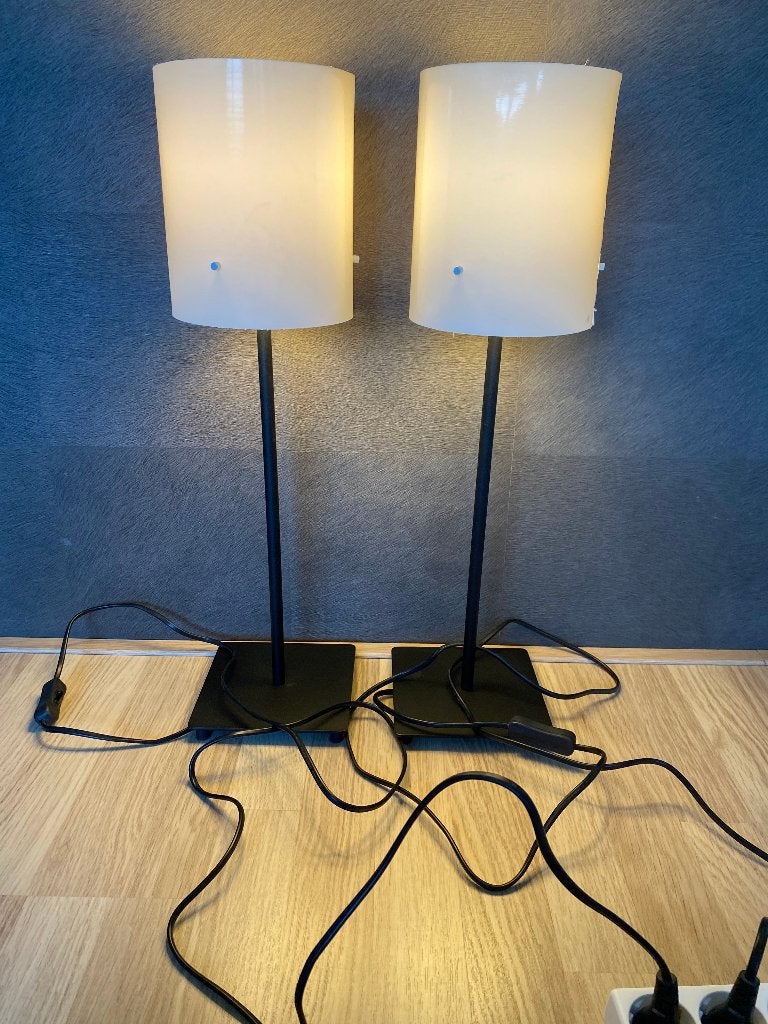 Set van 2 IKEA HEMMA tafellampen – zwart/wit, Ophalen, Overige typen, Wit, 56 cm