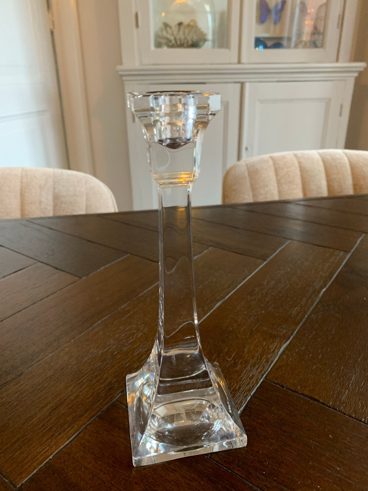 Elegante Glazen Kristallen Kandelaar - 25/30 cm, Ophalen of Verzenden, Kristal