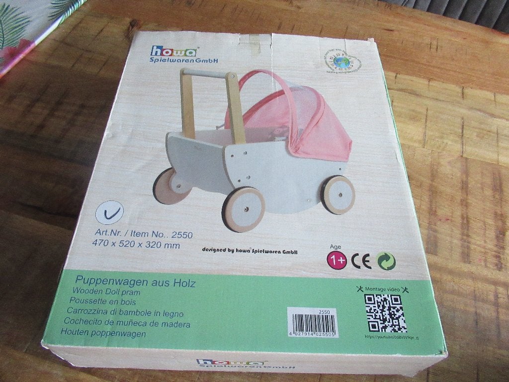 NIEUWE Howa houten poppenwagen kinderwagen "Rainbow", Ophalen of Verzenden, Nieuw, Duw- of Trekspeelgoed