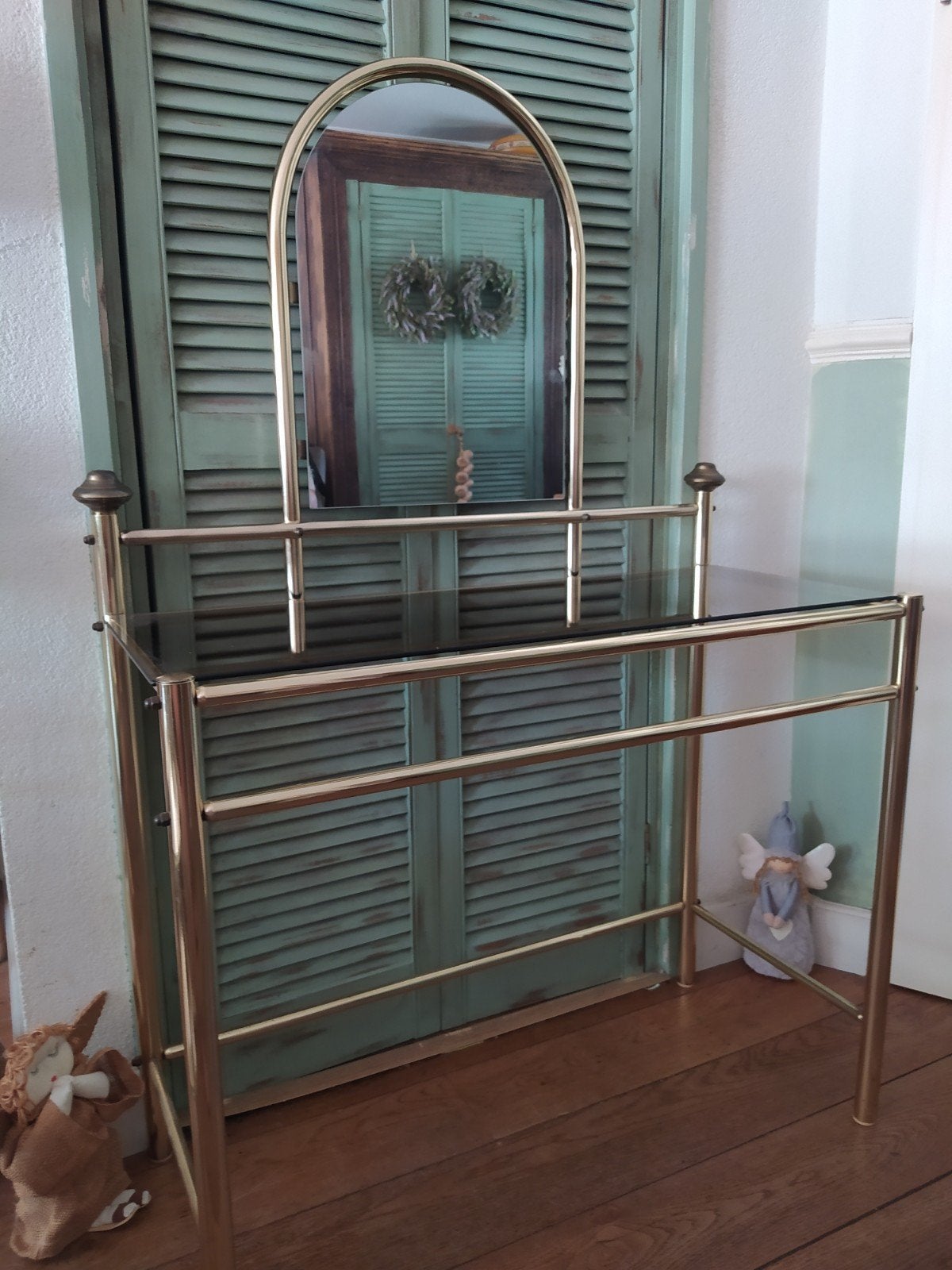 Vintage Hollywood regancy kaptafel messing, Ophalen