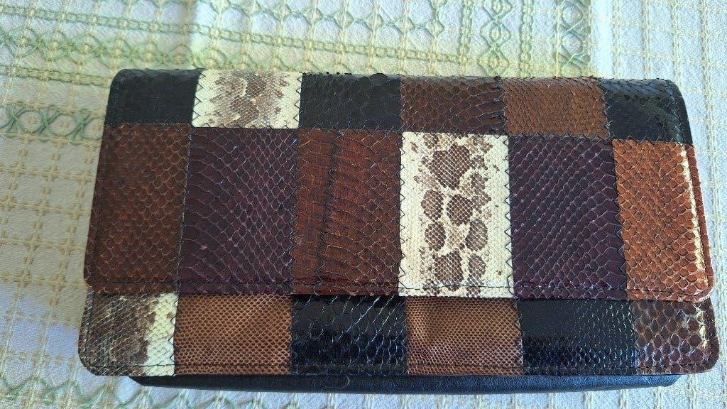 Unieke handtas van slangenleer patchwork, Sieraden, Tassen en Uiterlijk, Tassen | Damestassen, Ophalen of Verzenden, Gebruikt