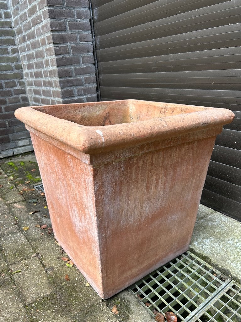 Terracotta pot vierkant, Tuin en Terras, Bloembakken en Plantenbakken, Ophalen, Overige materialen, Gebruikt, Minder dan 60 cm