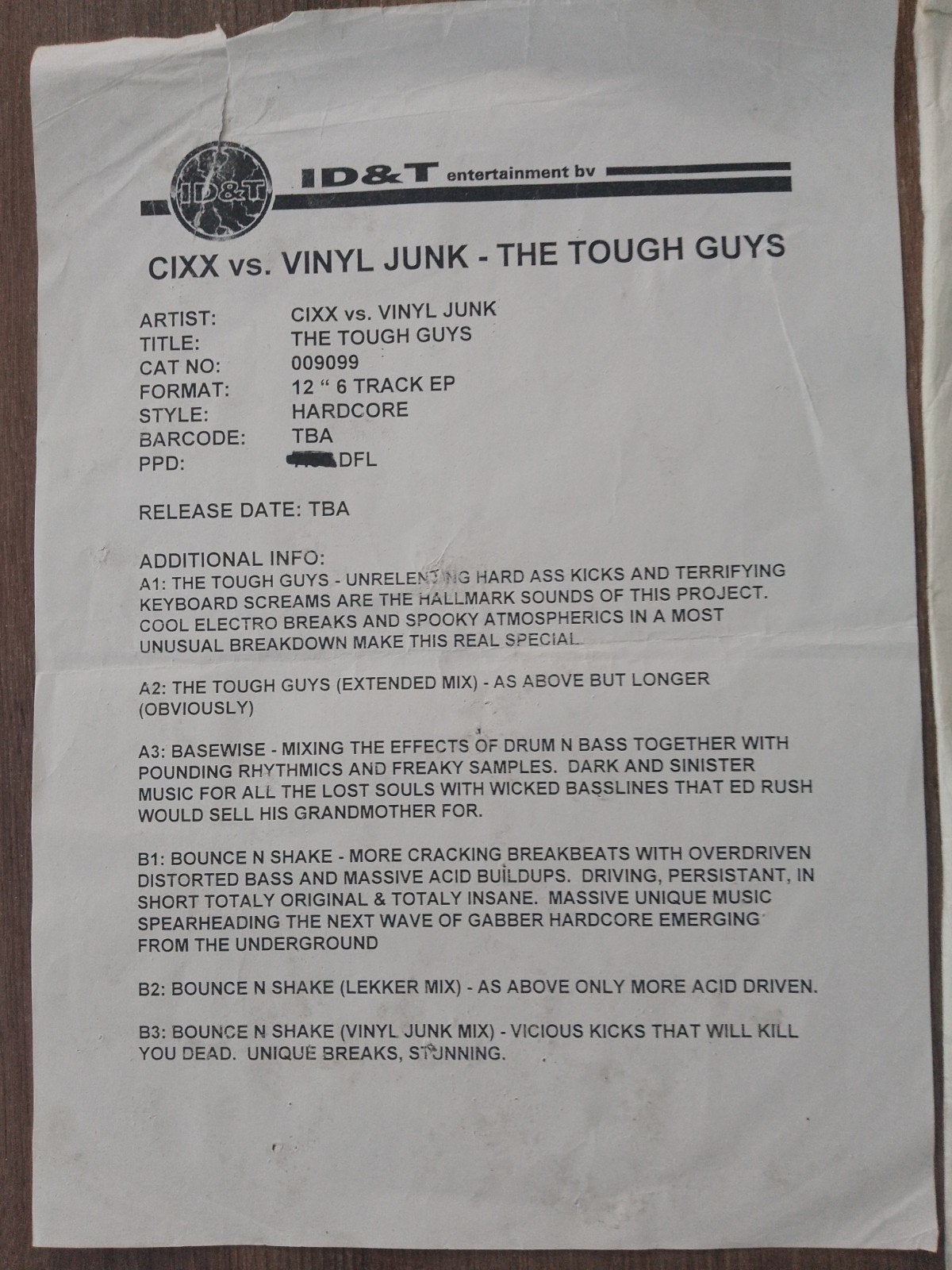 Cixx vs. Vinyl Junk - The Tough Guys (Hardcore EP), Cd's en Dvd's, Gebruikt, Hardcore, Ophalen of Verzenden, EP